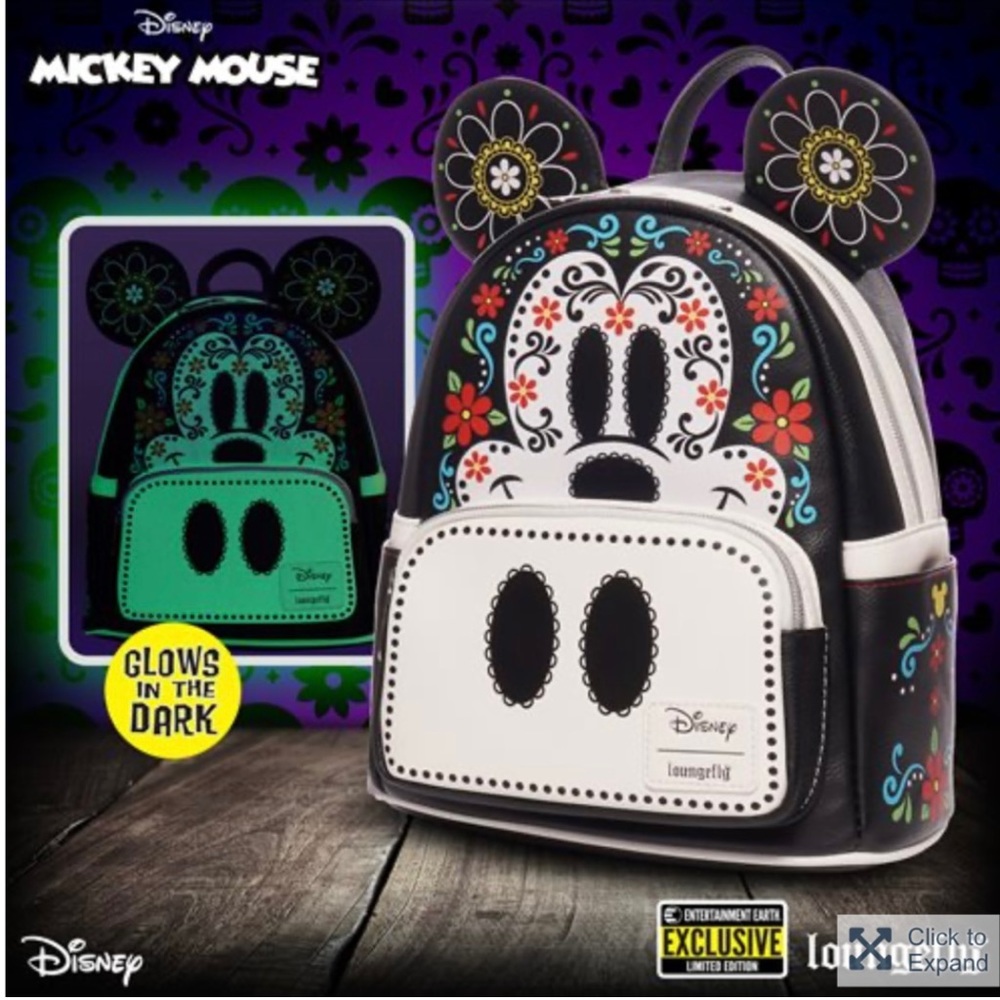 Loungefly Mickey Mouse Dia de los Muertos Sugar Skull Mickey Mini-Backpack NEW!!